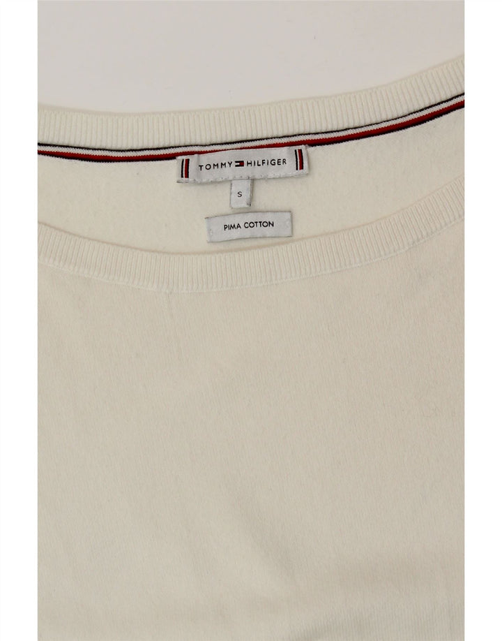 Maglione maglione con scollo a barca da donna Tommy Hilfiger UK 10 piccolo cotone bianco sporco