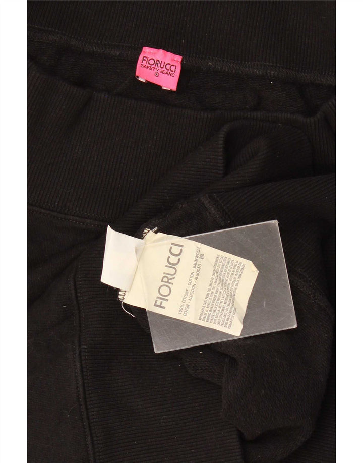 Fiorucci Felpa con grafica da donna Maglione UK 10 Piccolo Cotone Nero