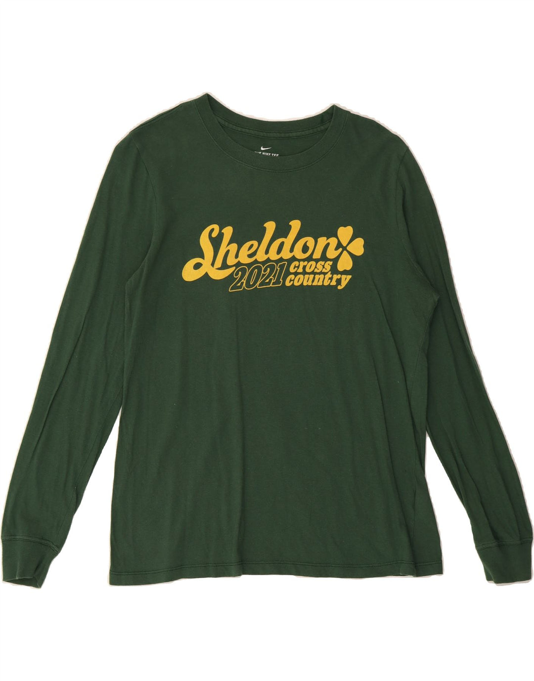 NIKE Womens Graphic Top Long Sleeve UK 14 Medium Green Cotton Vintage Nike and Second-Hand Nike from Messina Hembry 