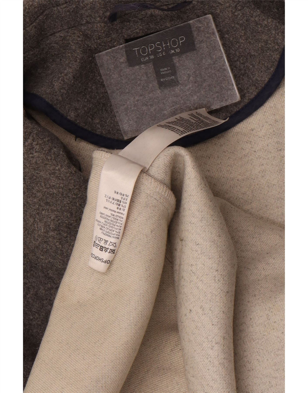Soprabito oversize da donna Topshop UK 10 piccolo acrilico chiazzato grigio
