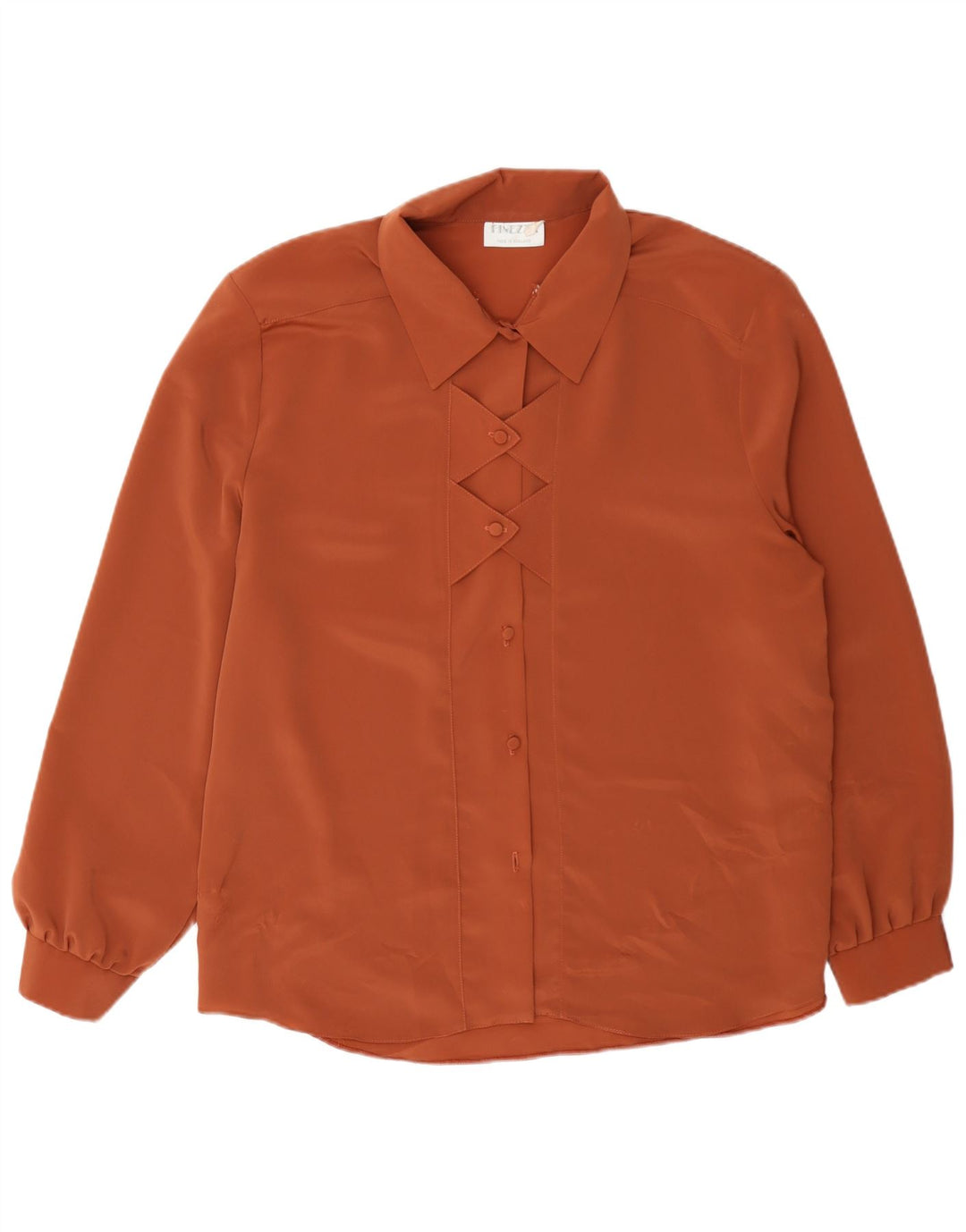 Camicetta camicia vintage da donna UK 16 grande marrone
