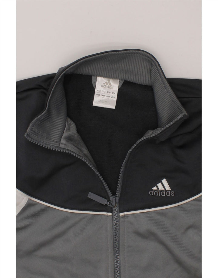 ADIDAS Boys Graphic Tracksuit Top Jacket 9-10 Years Grey Colourblock Vintage Adidas and Second-Hand Adidas from Messina Hembry 