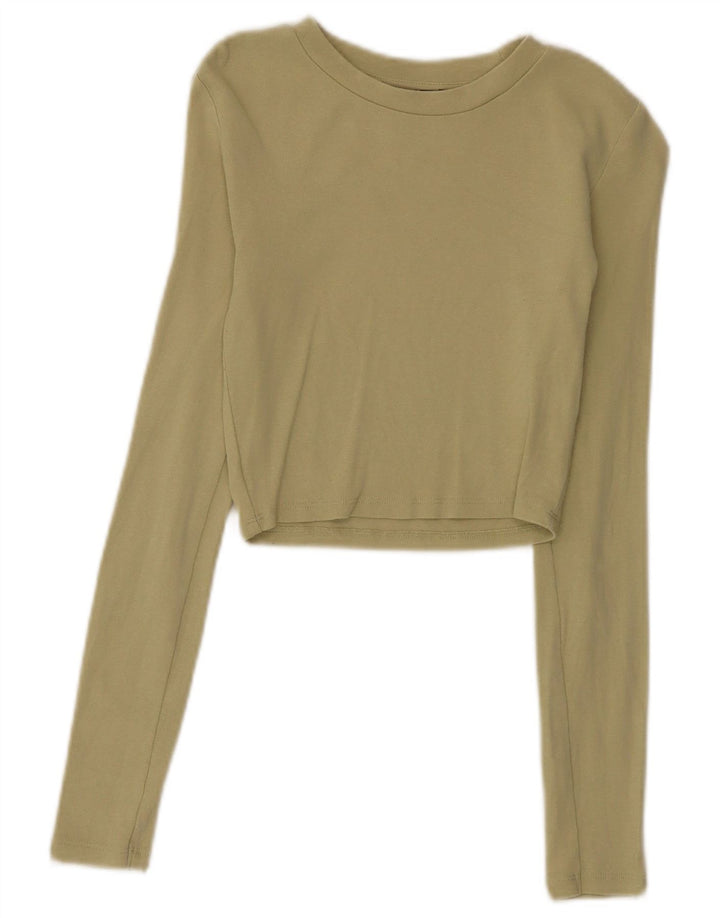 Top corto da donna Zara a maniche lunghe UK 8 piccolo cotone kaki