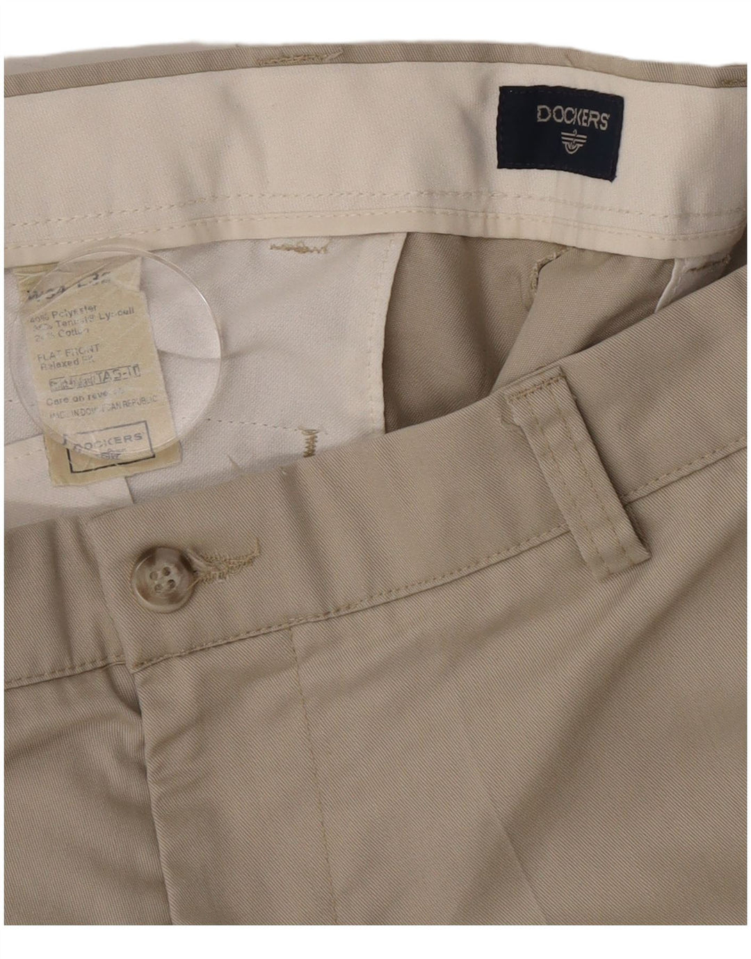 Pantaloni chino dritti da uomo Dockers W34 L30 poliestere beige