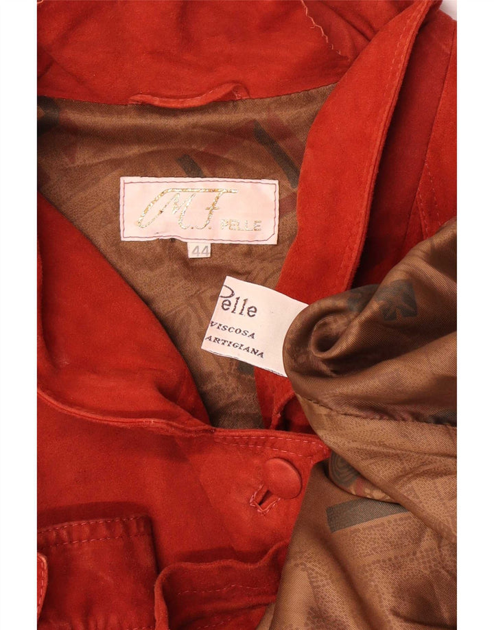 Giacca vintage oversize in pelle scamosciata da donna IT 44 in pelle rossa media