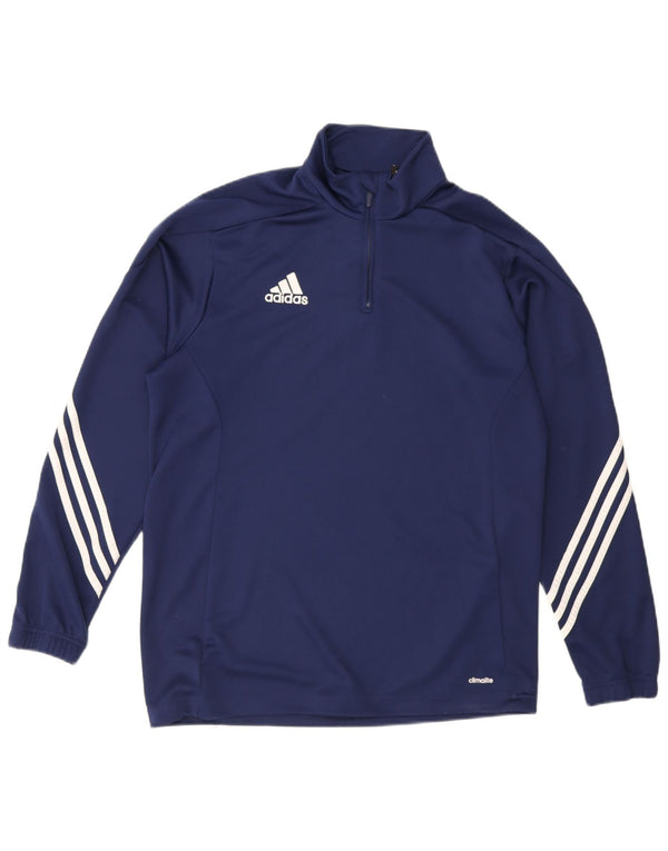 Adidas Uomo Climalite Zip Neck Pullover Tuta Top Large Blu Navy