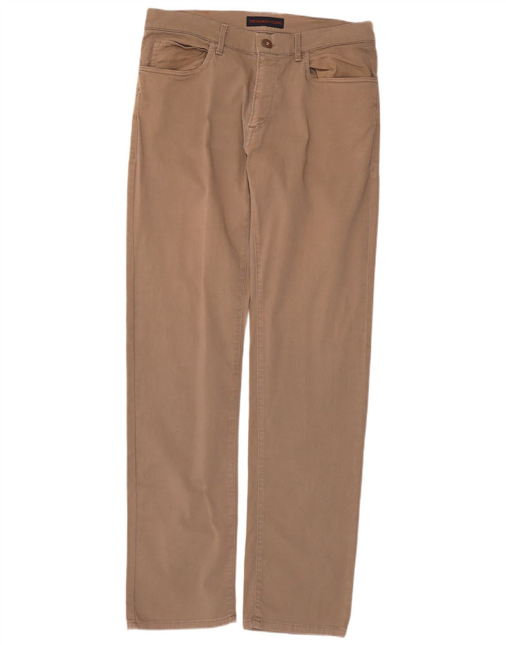 Pantaloni Casual Dritti Uomo Trussardi W35 L33 Poliestere Beige