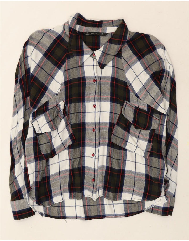 ZARA Womens Flannel Shirt UK 14 Medium Green Check Vintage Zara and Second-Hand Zara from Messina Hembry 