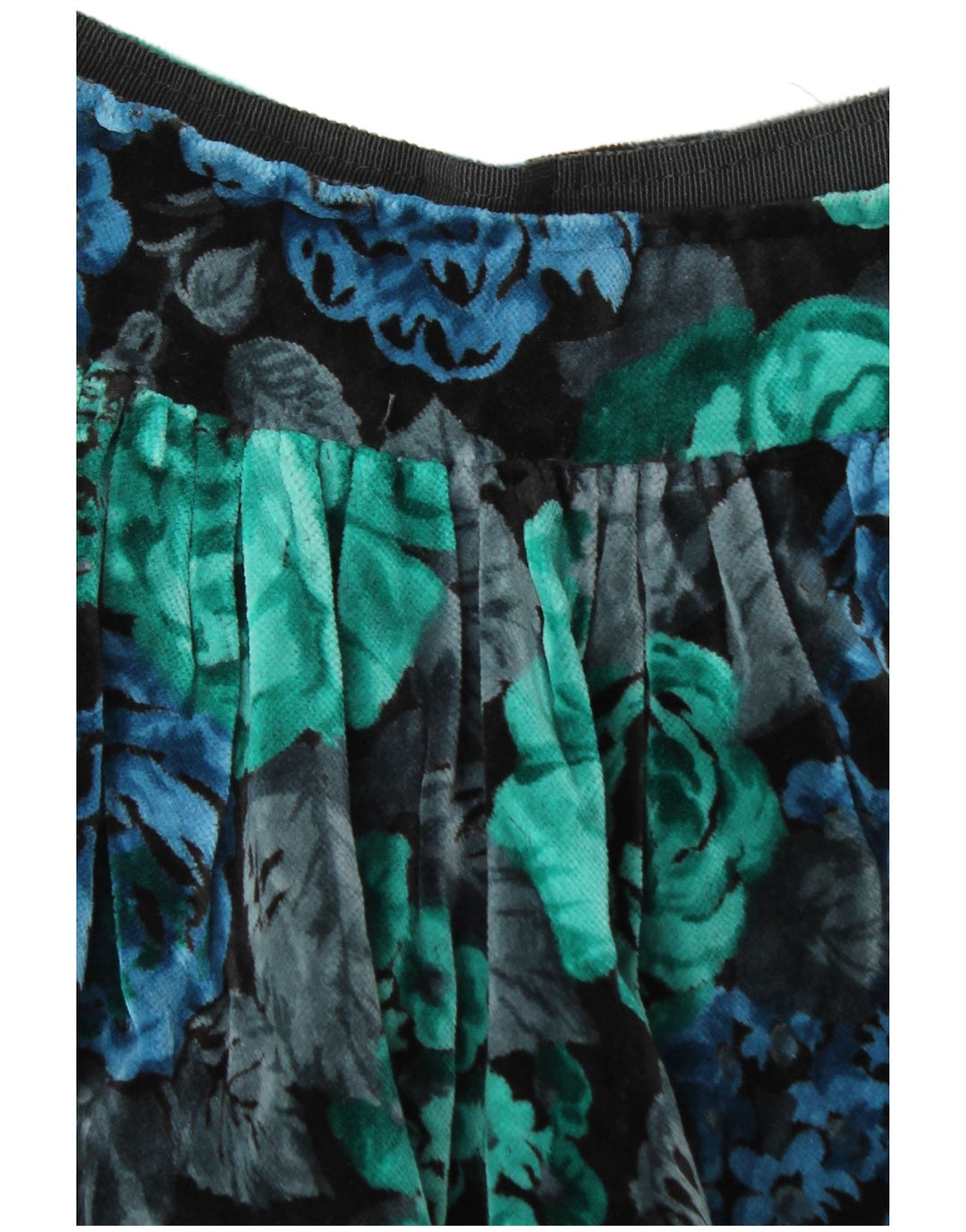 Gonna a trapezio in velluto da donna vintage W28 floreale medio multicolore