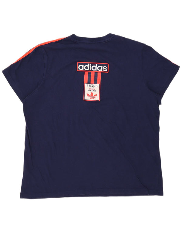 Adidas T-shirt grafica da donna a tre strisce Top UK 24/26 2XL Blu navy