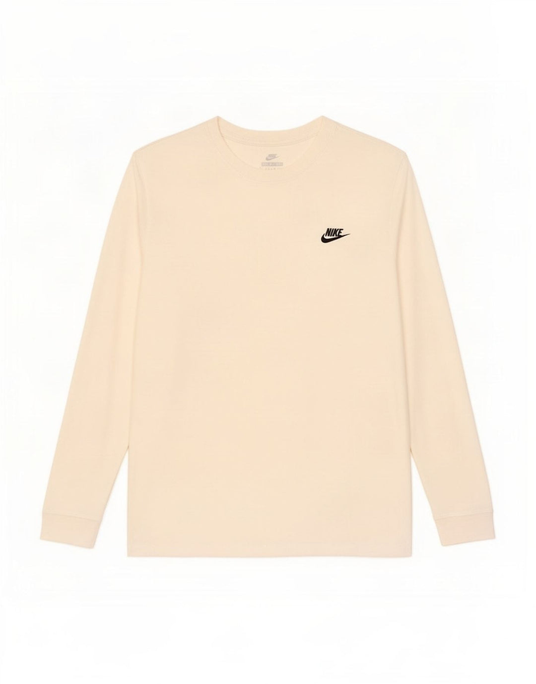 Top Nike da uomo a manica lunga grande in cotone bianco sporco