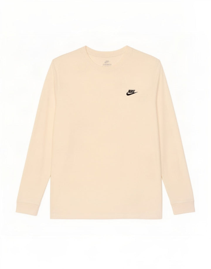 Top Nike da uomo a manica lunga grande in cotone bianco sporco
