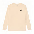 Top Nike da uomo a manica lunga grande in cotone bianco sporco