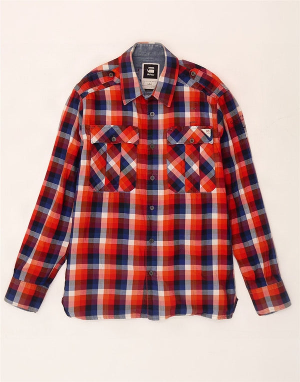 Camicia da uomo G-Star grande in cotone a quadri multicolore