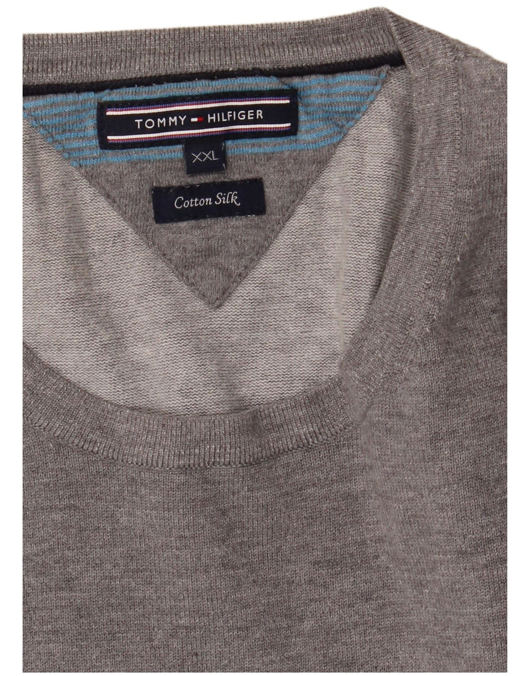 TOMMY HILFIGER Mens Crew Neck Jumper Sweater 2XL Grey Cotton