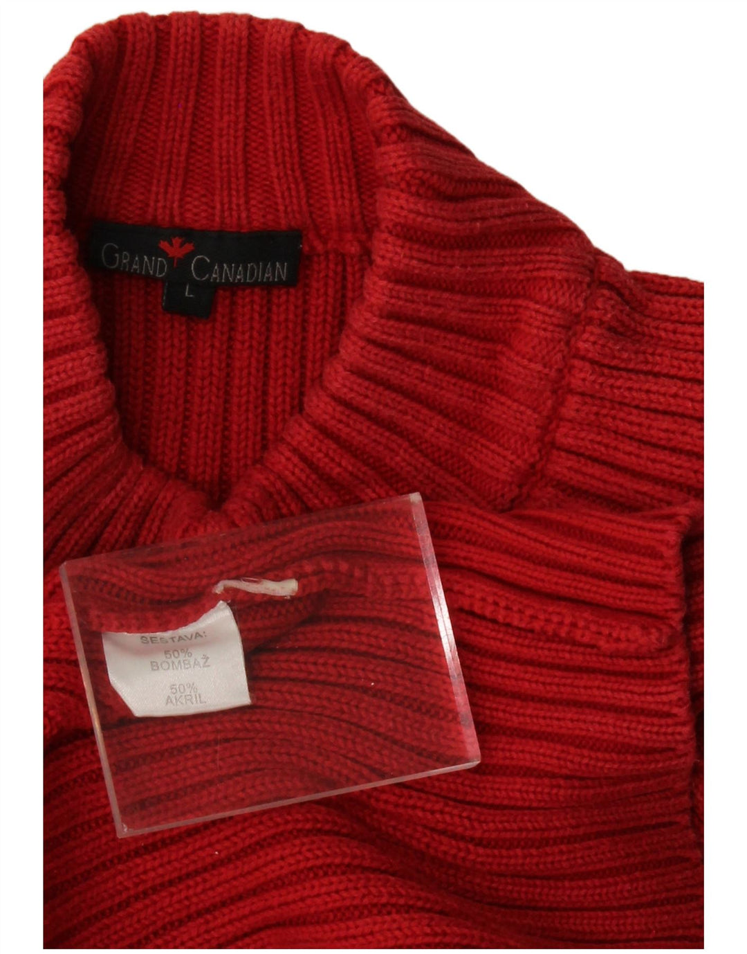 CANADIAN Mens Turtle Neck Jumper Sweater Large Red Cotton