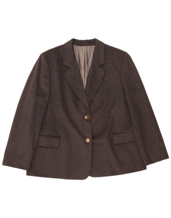Giacca blazer vintage da donna a 2 bottoni IT 51 2XL lana grigia