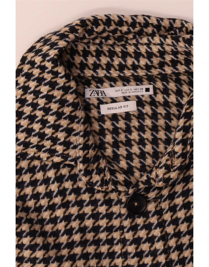 Camicia overshirt da uomo Zara vestibilità regolare piccola pied de poule marrone
