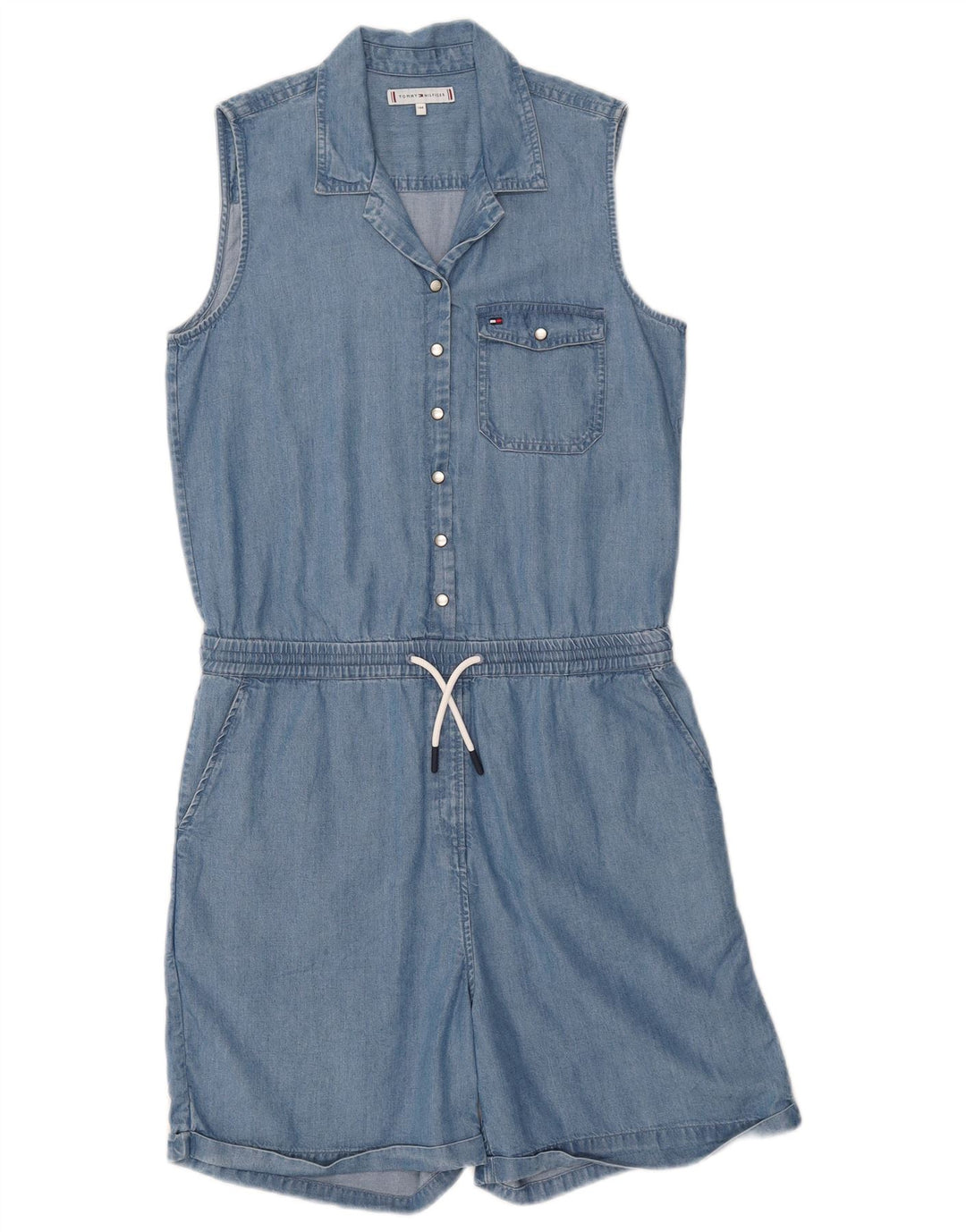 TOMMY HILFIGER Tutina corta in denim senza maniche per bambina 14-15 anni Blu