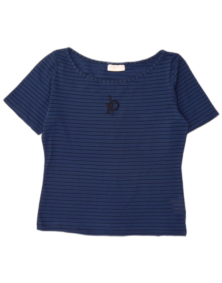 T-shirt grafica da donna Roccobarocco Top IT 46 Poliestere a righe grandi blu