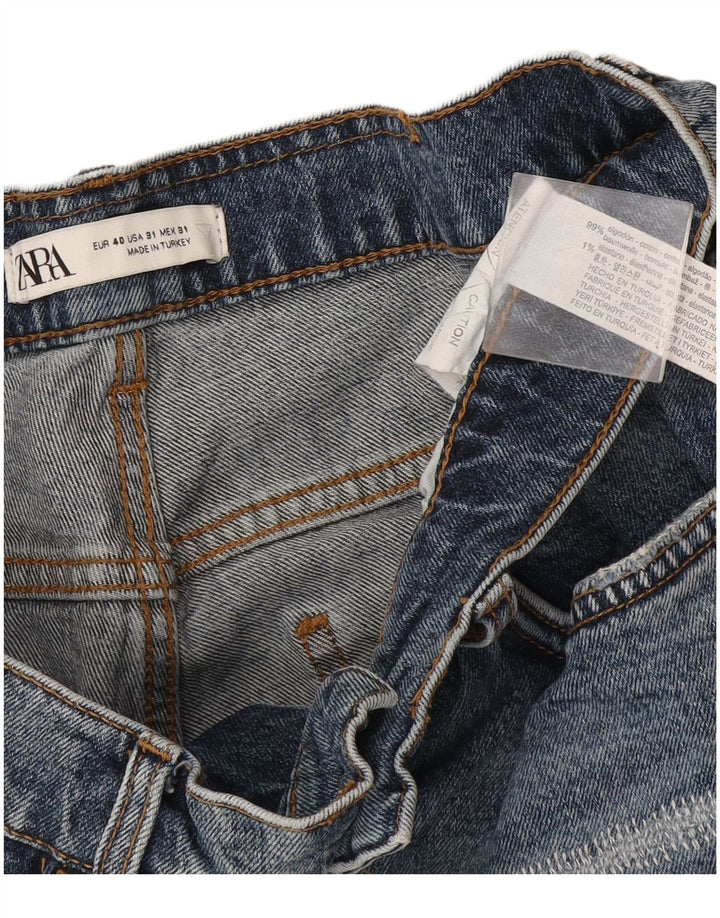 Pantaloncini in denim invecchiato da uomo Zara EU 40 medio W31 cotone blu