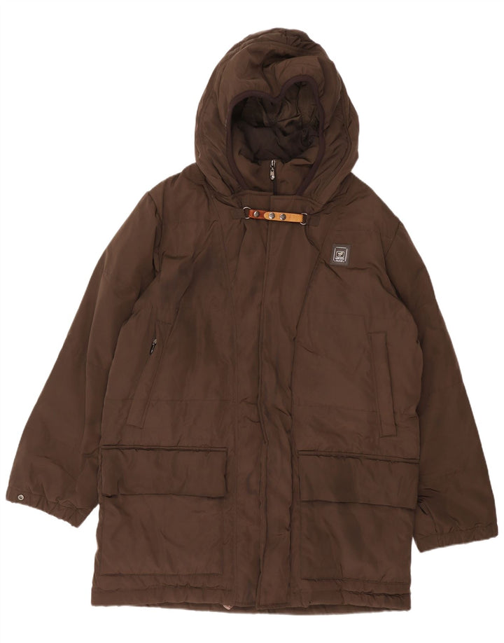 Cappotto imbottito con cappuccio da uomo Piero Guidi UK 40 Large Marrone Poliestere