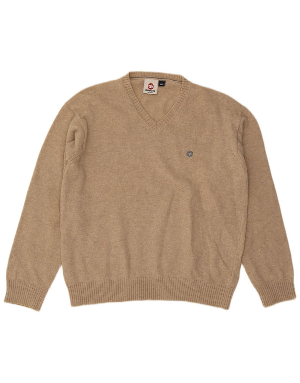 Maglione da uomo con scollo a V Murphy & Nye 2XL Lana beige