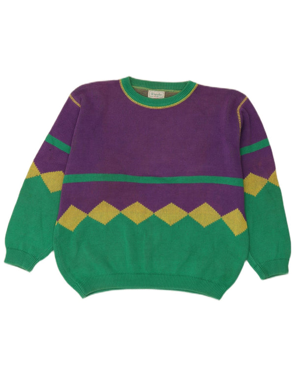 Maglione da donna con scollo a barca Benetton IT 48 XL Cotone color block viola