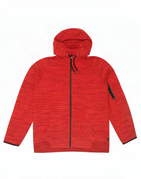Marks & Spencer Mens Zip Hoodie Sweater 2XL Red Flecked Cotton