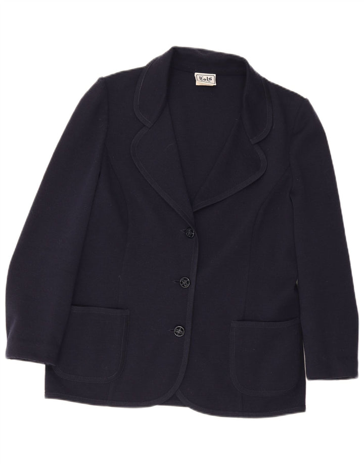 Giacca blazer a 3 bottoni da donna Liola UK 38 media lana blu navy