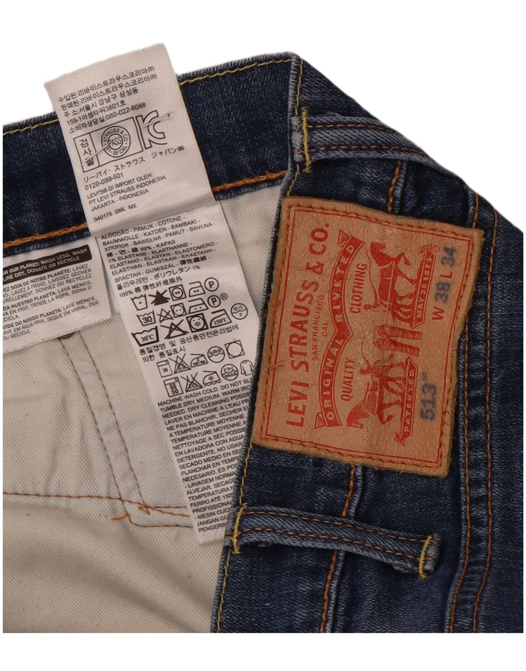 Levi's Uomo 513 Jeans dritti slim W38 L31 Cotone blu