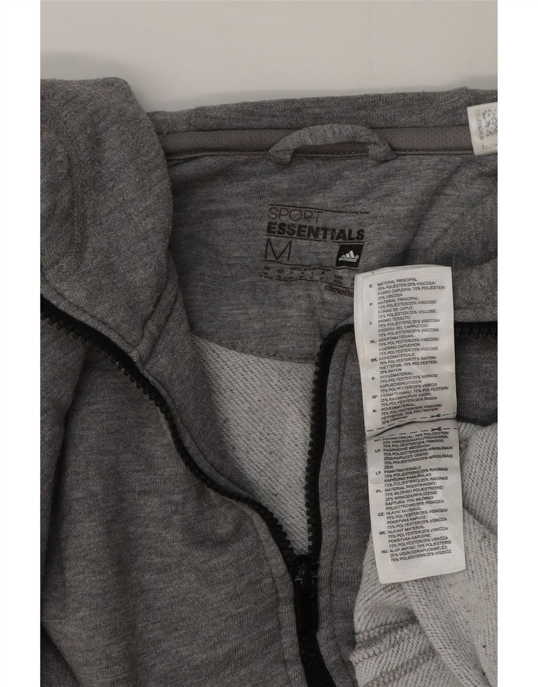 Maglione con cappuccio e zip Adidas da uomo in cotone grigio medio
