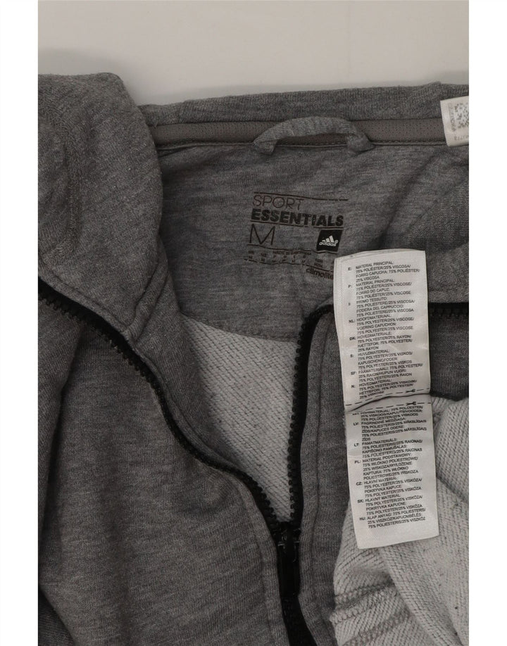 Maglione con cappuccio e zip Adidas da uomo in cotone grigio medio