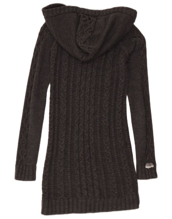 Abito maglione con cappuccio da donna Superdry UK 6 XS grigio acrilico
