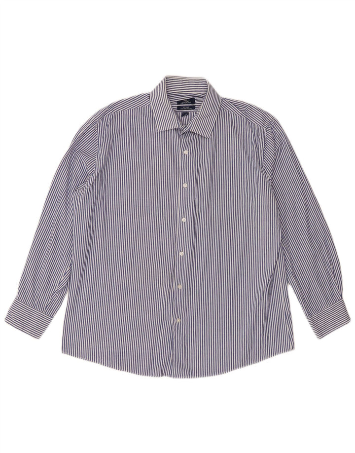 Camicia aderente da uomo Dockers taglia 16 16 1/2 grande cotone a righe blu