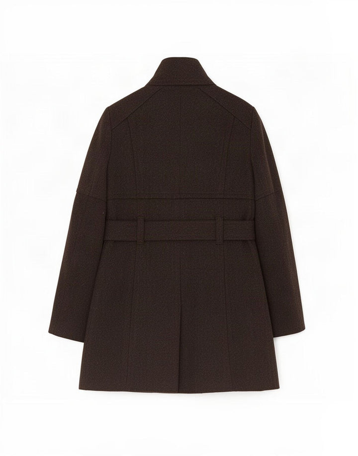 Cappotto Donna Benetton IT 42 Lana Spinato Marrone Medio