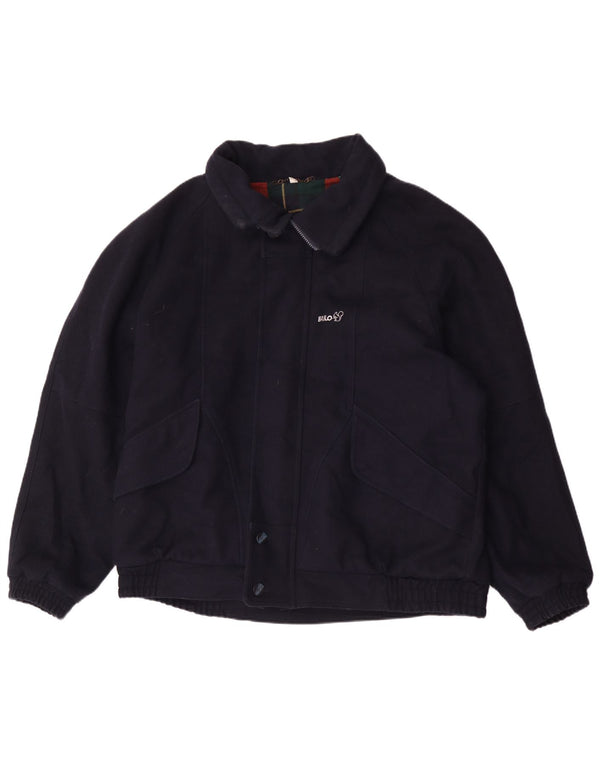 Giubbotto bomber da uomo vestibilità ampia Bailo IT 52 XL in lana blu navy