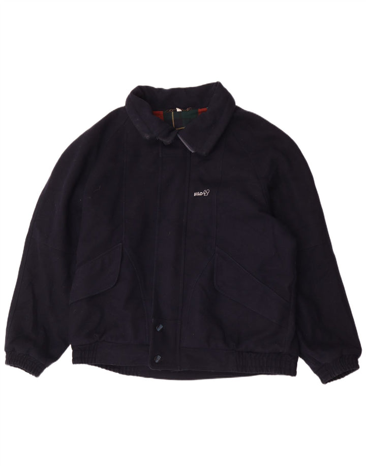 Giubbotto bomber da uomo vestibilità ampia Bailo IT 52 XL in lana blu navy