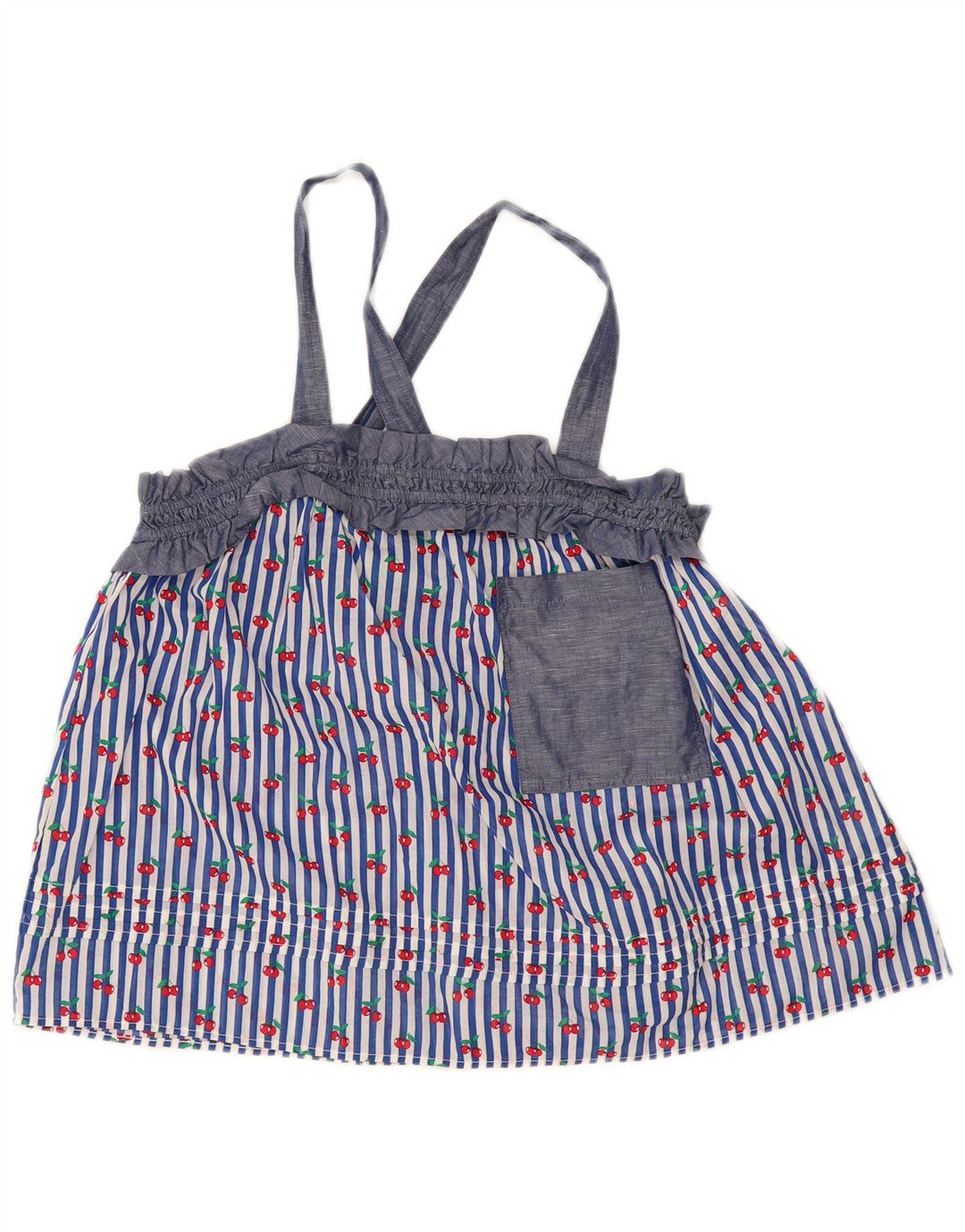 Canotta corta da donna Benetton UK 14 Cotone a righe blu medio