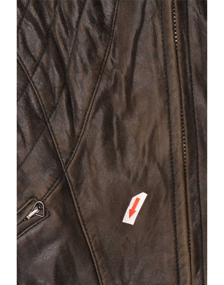 Giacca in pelle da motociclista da donna Trussardi UK 14 Marrone medio