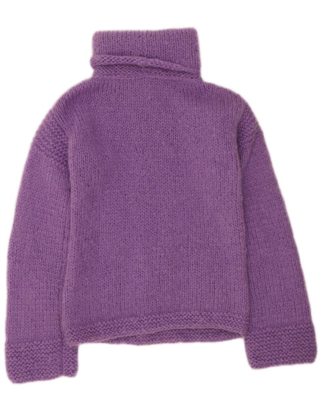 Maglione maglione vintage da donna con collo alto UK 12 Lana viola medio