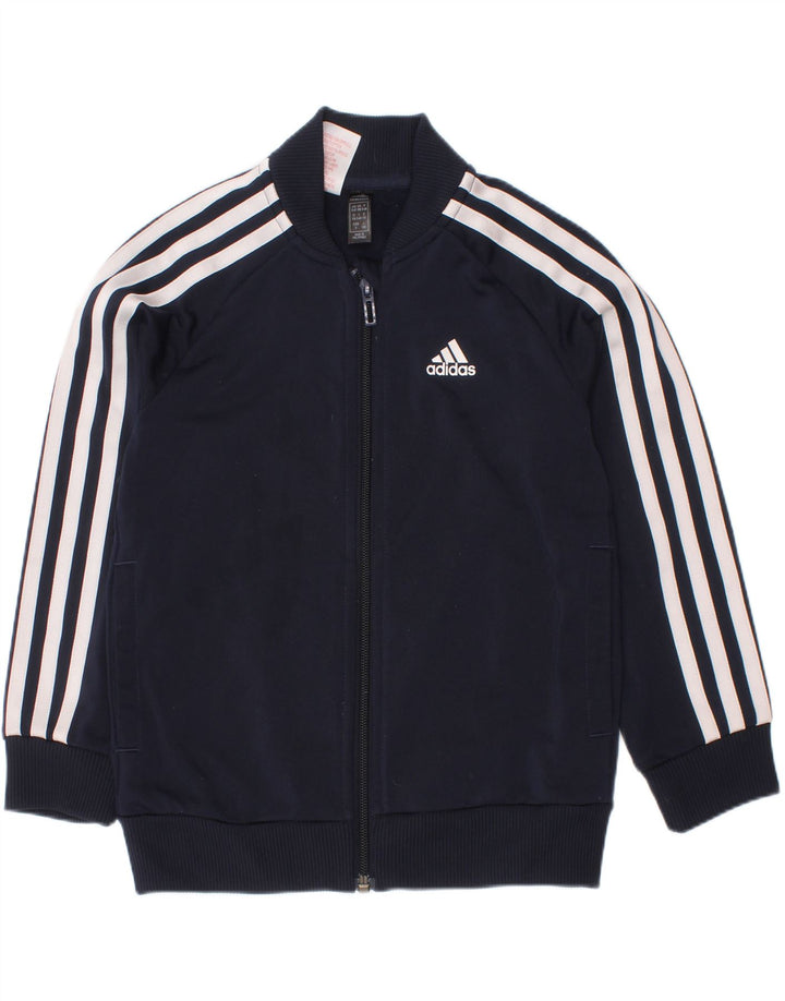 Giacca superiore della tuta da ragazzo Adidas 5-6 anni in poliestere blu navy