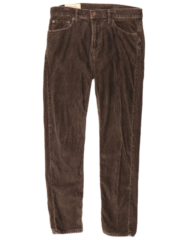 Pantaloni classici da uomo in velluto a coste affusolati Hollister W31 L32 in cotone marrone