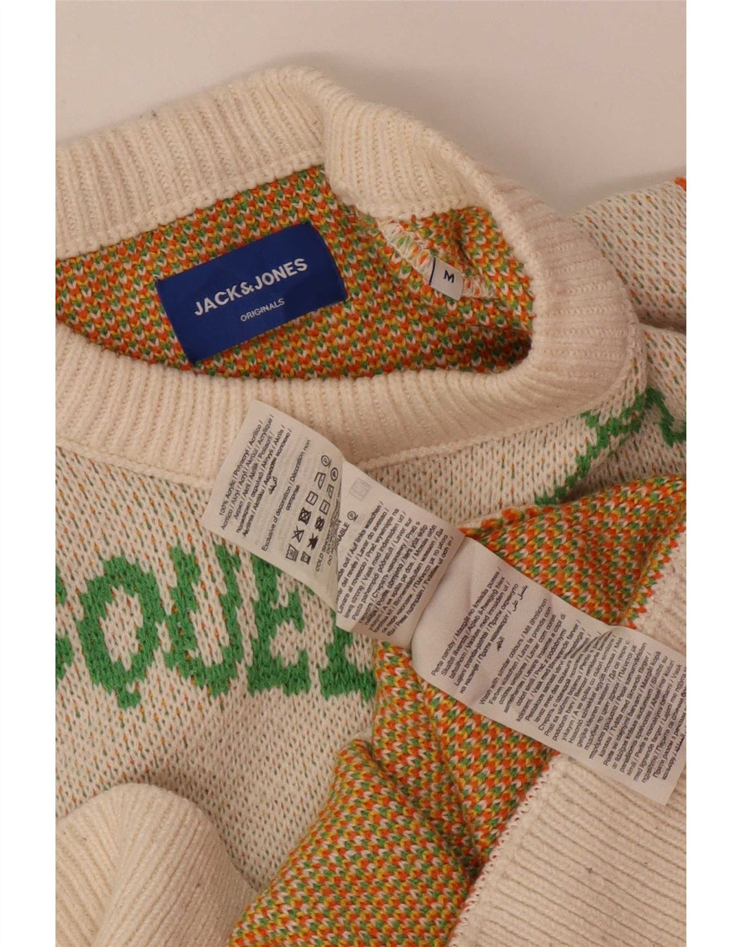 Jack & Jones Maglione girocollo grafico da uomo in acrilico bianco medio