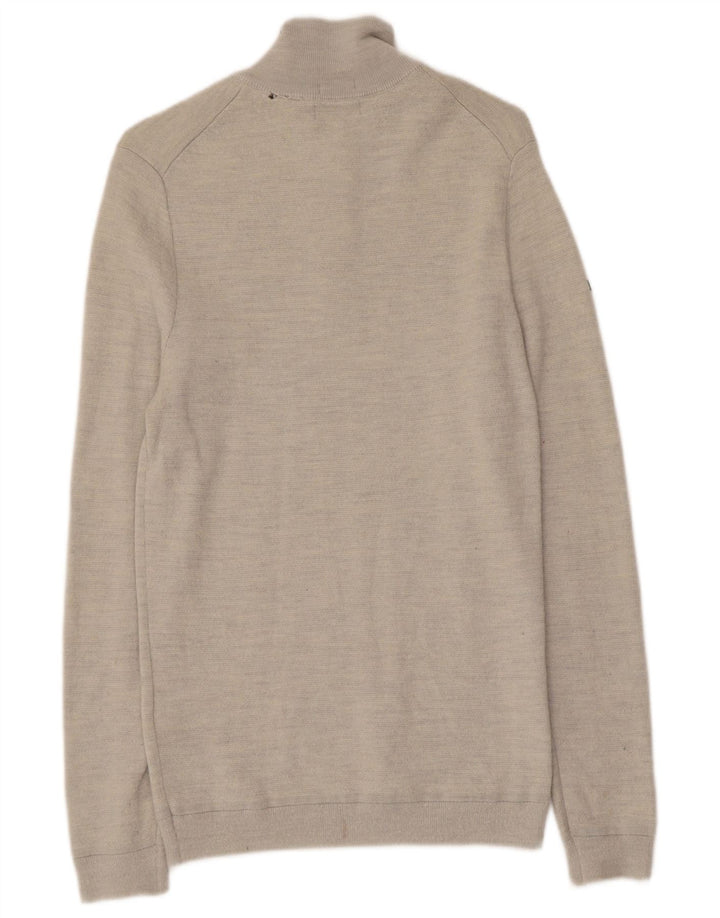 Maglione da uomo con zip e collo SUPERDRY XS in lana grigia