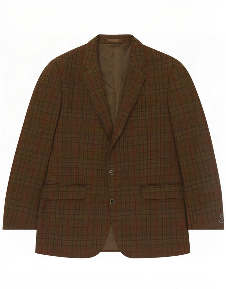 Centaur Giacca blazer da uomo a 2 bottoni UK 38 Lana a quadri color kaki medio