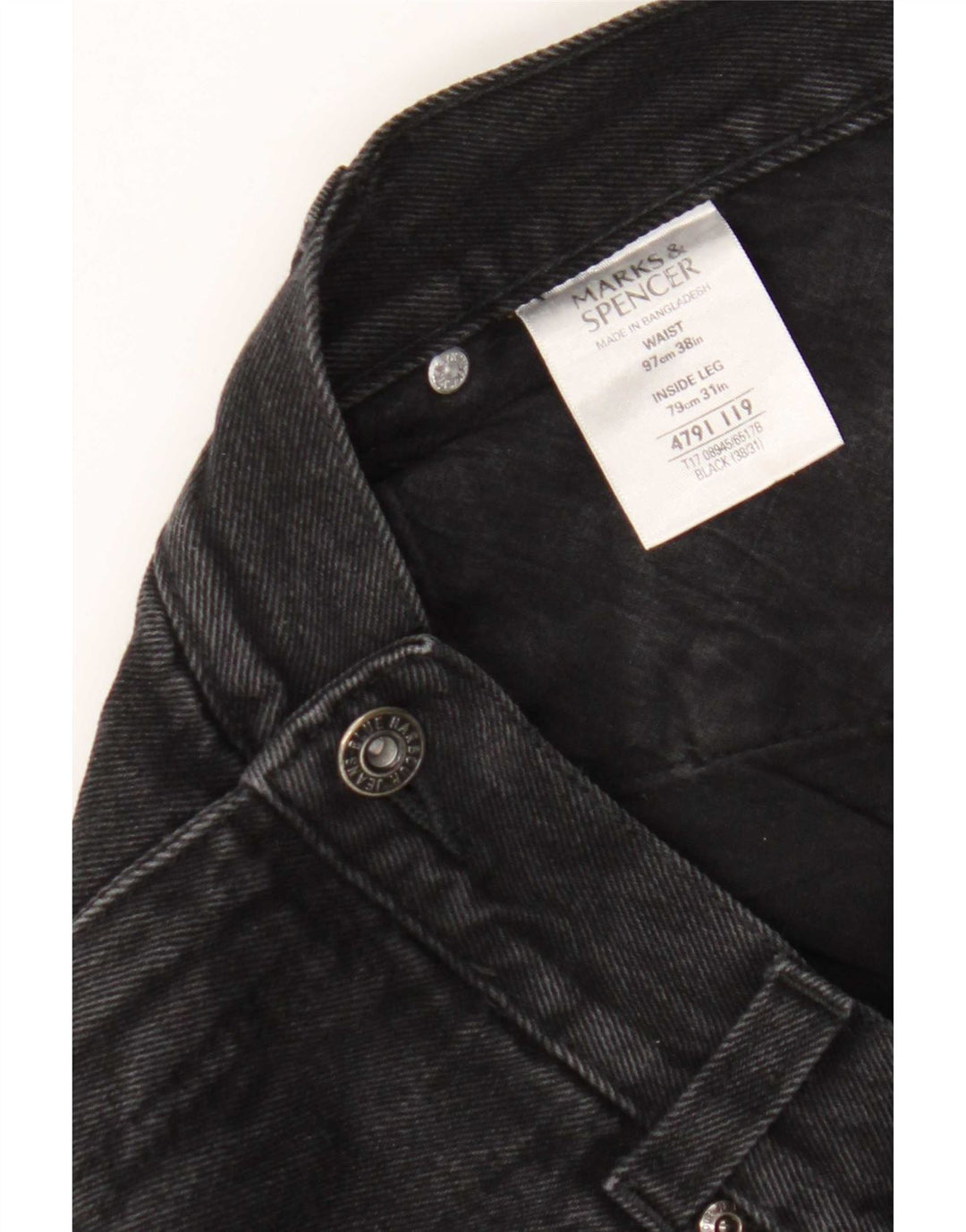 Jeans dritti da uomo Marks & Spencer Blue Harbour W38 L31 cotone nero
