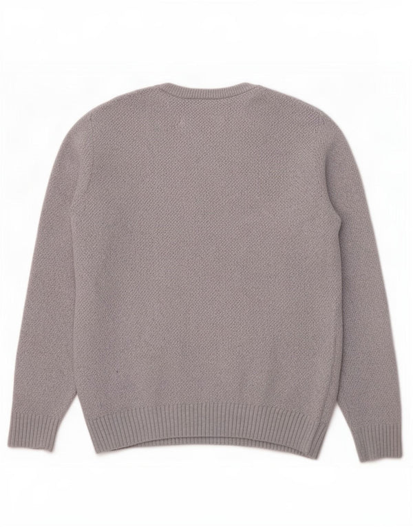Maglione maglione girocollo da donna Lacoste UK 10 piccolo grigio lana