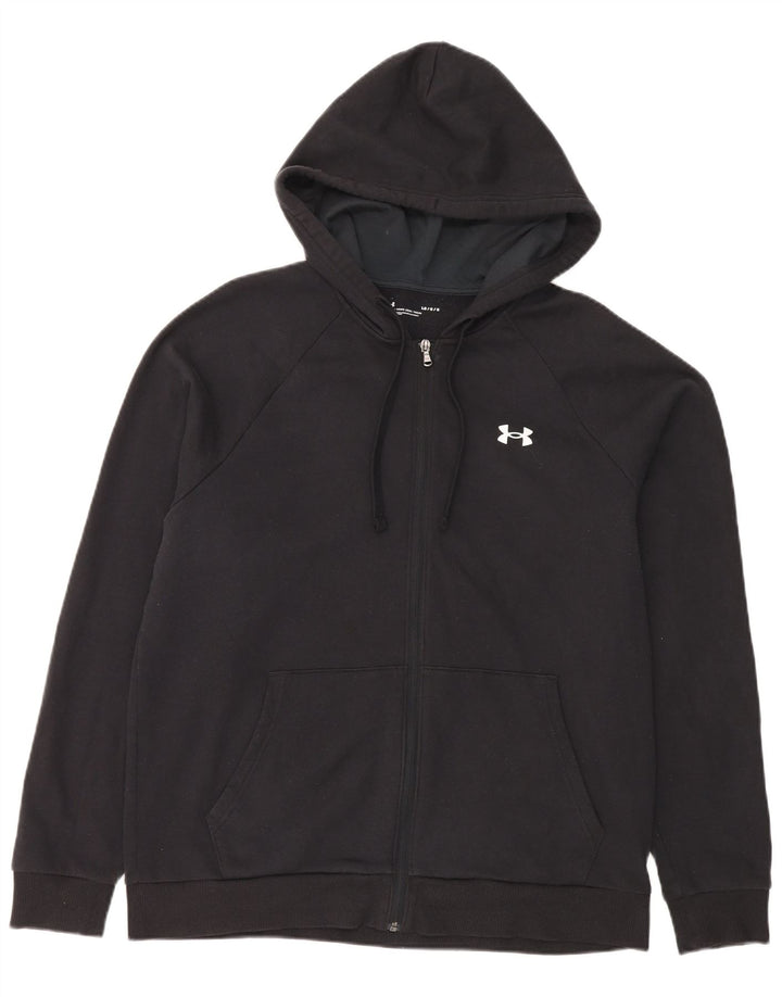 Felpa con cappuccio e zip da uomo Under Armour grande in cotone nero
