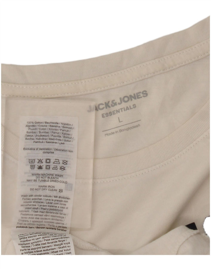 Jack & Jones Mens Graphic T-Shirt Top Large White Cotton